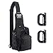 AmazingValueDeal Military Tactical Sling Bag Pack Shoulder Rover Backpack EDC Molle Assault Range Bags Everyday Carry Bag Outdoor Sport Chest Bag with 2 Extra D-Ring Black