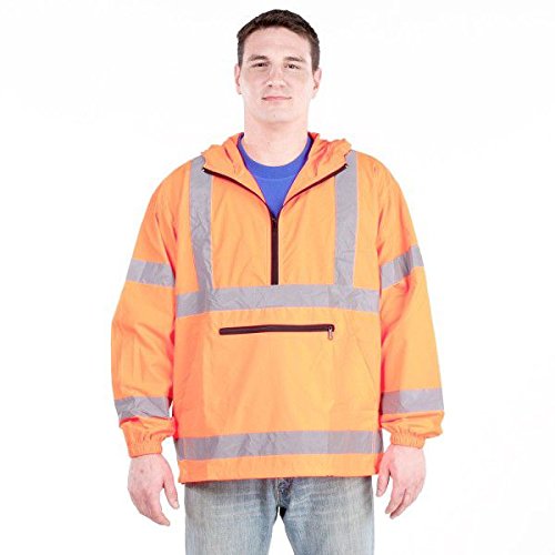 Utility Pro UHV658 Nylon High-Vis Packable Pullover with Hood with Dupont Teflon fabric protector,  Orange,  Medium