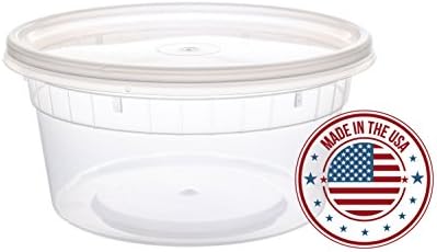 Deli Containers by HeloGreen | 12 oz. Deli Food Clear Takeout Travel Storage Containers With Lids, Premium Quality - Microwavable, Freezer &amp; Dishwasher Safe, BPA-Free - Made in USA - (60 Count)