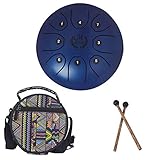 5.5 Inch Mini Steel Tongue Drum with Musical Mallet and Travel Bag for Personal Meditation, Yoga, Zen (Blue)