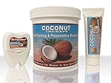 BEGINNERS 3 PIECE-OIL PULLING COCONUT THERAPY ORAL KIT:16oz Coconut Oil Mouthwash,Coconut Oil Floss & All Natural Coconut Oil Toothpste