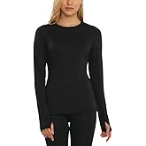 Spyder Women's Crewneck Base Layer Active Top with Ribbed Side Panels, Black, L