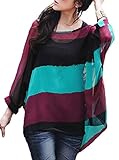 iNewbetter Womens Floral Batwing Sleeve Chiffon Beach Loose Blouse Tunic Tops (Pattern 35)