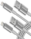 Anker 6ft Premium Nylon Lightning Cable [2-Pack], Apple MFi Certified for iPhone Chargers, iPhone Xs/XS Max/XR/X / 8/8 Plus / 7/7 Plus / 6/6 Plus / 5s, iPad Pro Air 2, and More(Silver)