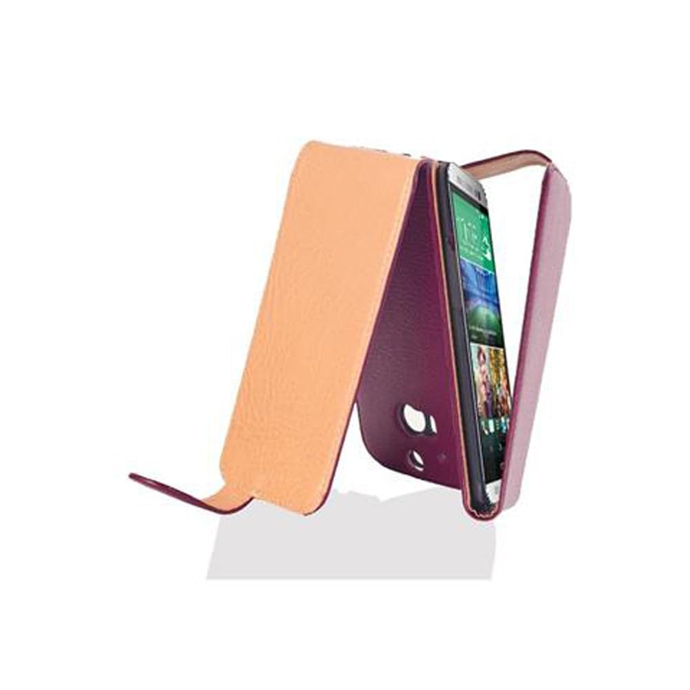 cadorabo Case works with HTC ONE M8 in PASTEL PURPLE - Flip Style Case made of Structured Faux Leather - Wallet Etui Cover Pouch PU Leather Flip