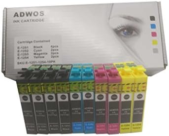 ADWOS 10 Pack Epson T125(T1251 T1252 T1253 T1254) compatible ink cartridges for Stylus NX125 Stylus NX625 Stylus NX420 Stylus NX230 Series