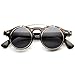 zeroUV Small Retro Steampunk Circle Flip Up Glasses/Sunglasses (Tortoise Shell)