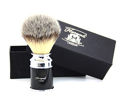 Men's Shaving Brush Synthetic Hair Shaving Brush Black & Silver Drum Handle Comes in Classical Gift Box Presant