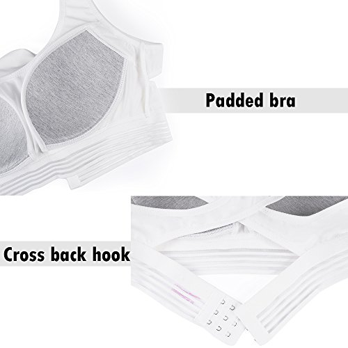 Kamier Sports Bra Padded for Gym Workout Activewear Yoga Running Bra(White,Medium) - Thumbnail 4