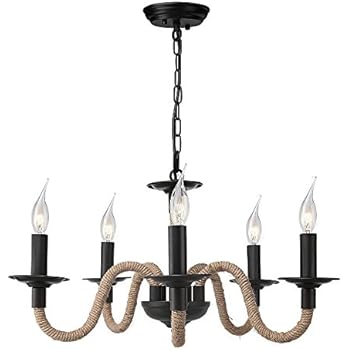 LNC Rustic Chandelier Lighting 5-light Ceiling Lights Rope Chandeliers