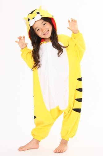 Amazon 子供用 着ぐるみ おぼこ目 トラ イエロー フリース着ぐるみ 子供用 130サイズ 2663h きぐるみ とら 虎 寅 アニマル 動物 子供 キッズ パジャマ コスプレ ハロウィン パーティー グッズ 余興 かわいい コスチューム イベント用品 仮装 衣装 おもちゃ