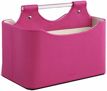 Makeup Organizer for Jewelry and Cosmetic of Faux leather Cover with Acrylic Handle Rose red