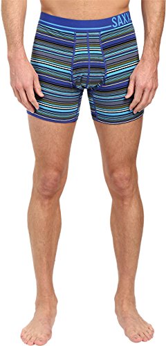 Saxx Mens 3six Five Boxers Underwear Medium Cobalt Blanket Stripe