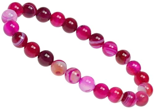 PowerBead Eledoro Women's Stretch Bracelet made of 8 mm Gemstone Beads - 17-18 cm Pink — image 1