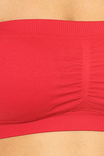 Ambiance-Womens-Solid-Elasticized-Bandeau-Bra-with-Ruched-Detail-One-Size-Fits-Most