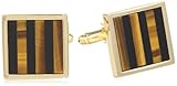 Stacy Adams Men's Square Gold Cuff Link With Onyx and Tiger Eye Stripe