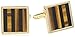 Stacy Adams Men's Square Gold Cuff Link W/Onyx & Tiger Eye Stripe
