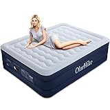 OlarHike Queen Air Built-in Pump, Puncture Proof Blow up Inflatable Mattress with Comfort Flocked, Raised 18''High Airbed for Guests Camping Travel, 80x60x18inches, Ocean Blue