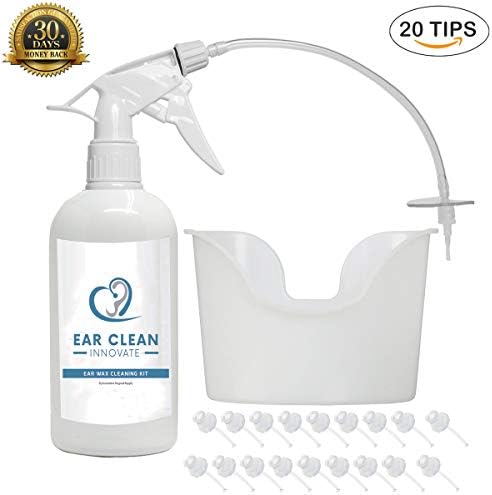 Ear Washer Bottle Kit, Ear Wax Cleaning System That Removes Earwax, Includes Bottle, Basin & 20pc Tips