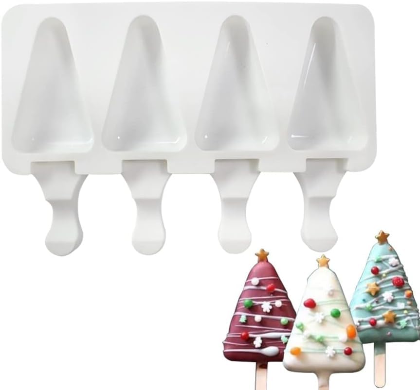 Photo 1 of 1 Pack Cute Triangle Shape Popsicle Molds Silicone Ice Pop Molds 4 Cavities Popsicle Molds for Kids Adults Ice Cream Mold Cakesicles Mould DIY Popsicle Maker Homemade Popsicle Silicone Molds H
