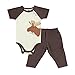 Touched by Nature Unisex Baby Organic Cotton Bodysuit and Pant Set, Moose, 9-12 Months