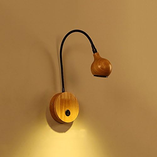 SMD LED Wall Light Creative Wooden Gooseneck Wall Lamp Study Bedroom Bedside Reading Light ( Color : Black )
