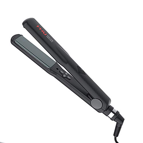 MHU Keratin Hair Straightener Anti Frizz, 1.25 Inch Wide Flat Iron for Thick Hair, Dual Voltage Instant Heat Up Straightening Iron with Digital LCD Screen