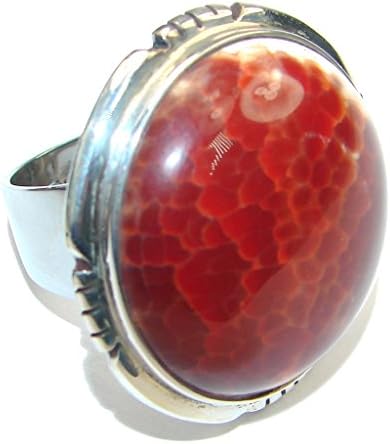 Mexican Fire Agate Women 925 Sterling Silver Ring Size: 6 - FREE GIFT BOX