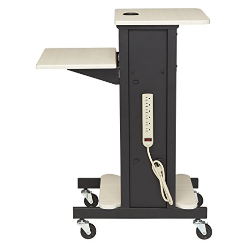 Oklahoma Sound PRC200 Steel Premium Presentation Cart, 18" Width x 40-1/2" Height x 30" Depth, Ivory Woodgrain/Black