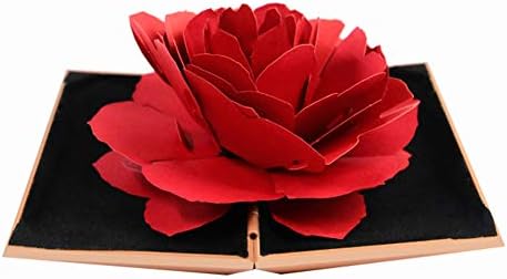 Zconmotarich Jewelry Storage Holder Case, 3D Pop Up Rose Flower Ring Box Wedding Engagement Golden