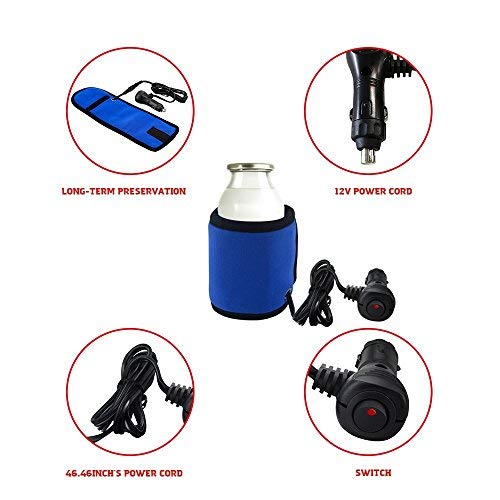 Dr. Prepare Travel Beverage Warmer, Portable Baby Bottle Warmer for Milk, Coffee, Tea, Water, and More - Blue