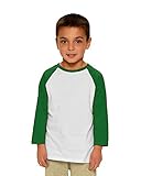 MONAG Unisex Toddler 3/4 Sleeve Raglan Tee 2T White/Kelly Green