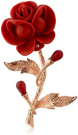 Gold Plated Red Rose Brooches and Pins Lover
