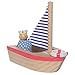 MiO Sailboat + 1 Bean Bag Sailor Peg Doll Imaginative Montessori Style STEM Learning Wooden Building Playset Accessory for Boys and Girls 3 Years + Up by Manhattan Toy