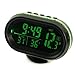 Yosoo Multi-functional 12V Car Auto LCD Digital Clock Thermometer Temperature Voltage Meter Monitor (Green)