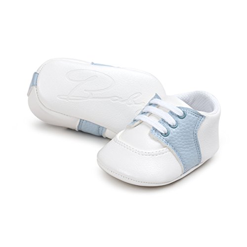 Fire Frog Baby Shoes for Boys Girl Infant Lace-up Saddle Sneakers Light Blue 12-18 Months - Thumbnail 3