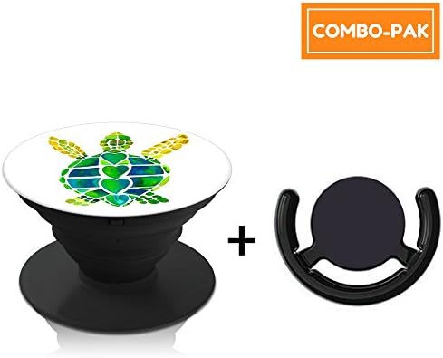 PopGrips (Combo-Pack) - Smartphone Expanding Stand and Grip And Clip/Mount, Premium 3M Phone Accessories (Tropic Turtle + Mount)