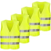 Anlising 4PCS High Visibility Safety Vests,Hi Vis Safety Vests with 2 Reflective Stripes,Night Workwear Reflective Vest,Reflective Jackets Waistcoat,for Running,Biking,Surveyor and Traffic Work