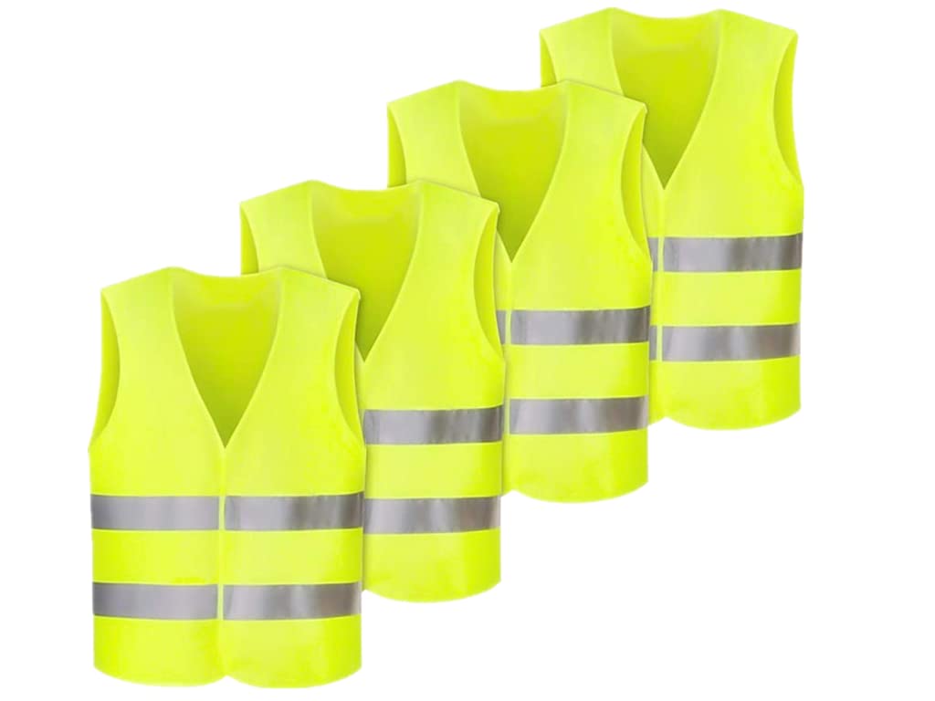Anlising 4PCS High Visibility Safety Vests,Hi Vis Safety Vests with 2 Reflective Stripes,Night Workwear Reflective Vest,Reflective Jackets Waistcoat,for Running,Biking,Surveyor and Traffic Work