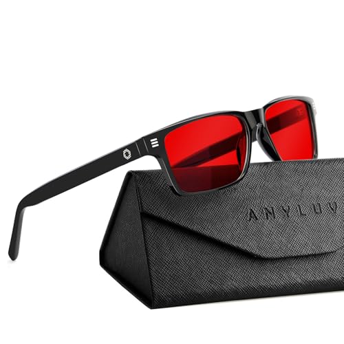 ANYLUV Blue Light Glasses for Sleep, 99.9% Blue Green Light Blocking with Red Lens, Reduce Eye Strain Computer Glasses