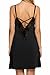 Ekouaer Nighties Women 's Soft Chemise Night Gown Black-lace V back S US (4,6)