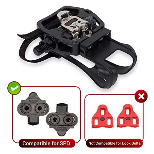 SPD Pedals for Bike with Toe Cages (SPD Cleats Included) 2in1 SPD