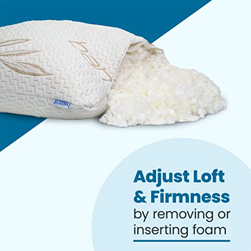 Sleepsia Bamboo Pillow Queen Size Adjustable Shredded Memory Foam Bed