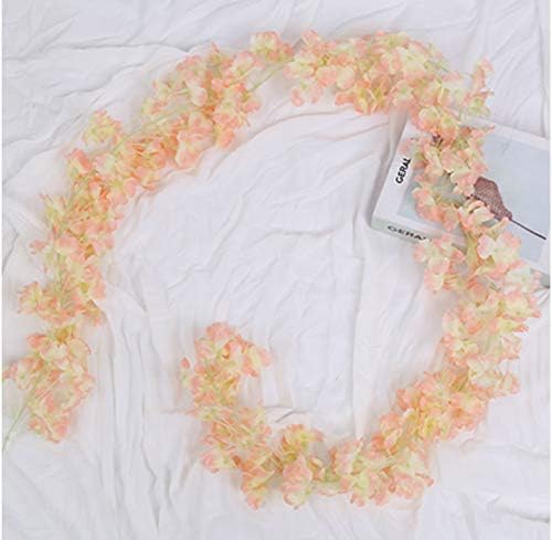 BlueXP 2 Pack 180cm Artificial Flowers Garland Fake Cherry Blossom Ivy Vine Simulation Silk Flower Hanging Sakura Rattan for Decoration Wedding Home Festival Party Yard Fence- Champagne