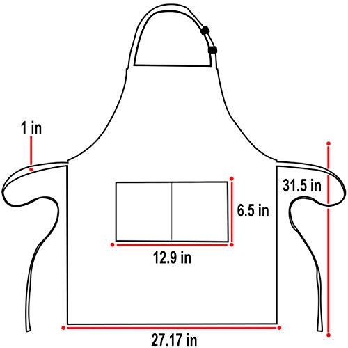 Perlli 2 Pack Adjustable Bib Apron Water Resistant Heavy Duty Professional White Chef Waitress Server Aprons for Kitchen Cooking Restaurant Bar Dishwashing BBQ with 3 Pockets Unisex for Women Men