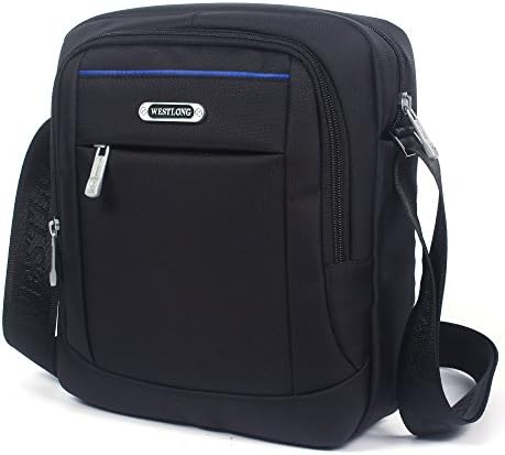 Men's Shoulder Travel Messager Bag Crossbody Ipad Daypack (black)