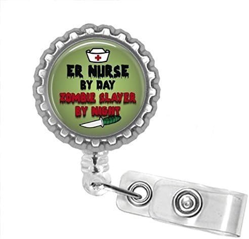 ER Nurse Zombie Bottle Cap Retractable Badge ID Holder