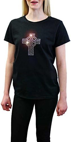 Celtic Cross Rhinestone Ladies T-shirt, S