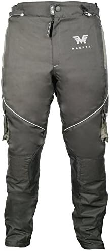 MARUTTI Men's Armoured Motorbike Motorcycle Trousers Pants with Removable Lining All Weather Waterproof in Cordura Fabric Black Grey