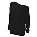 GOLDSTITCH Women's Off Shoulder Batwing Sleeve Loose Pullover Sweater Knit Jumper Oversized Tunics Top Black